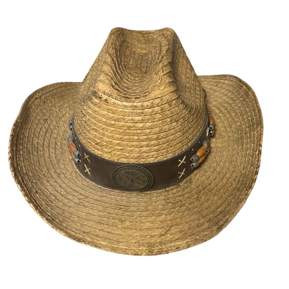Black Canyon Outfitters Straw Hat OSFM With Beads and Medallion - Picture 4 of 12